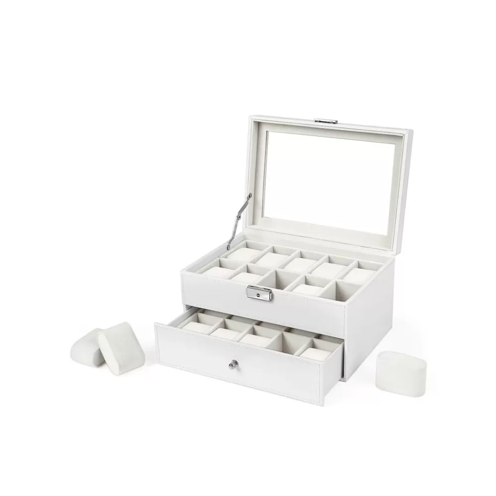 Store SONGMICS Uhrenbox für 20 Uhren Weiß
