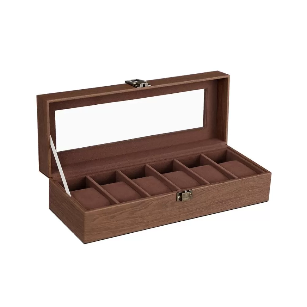 Best Sale SONGMICS Uhrenbox mit 6 Fächern Braun