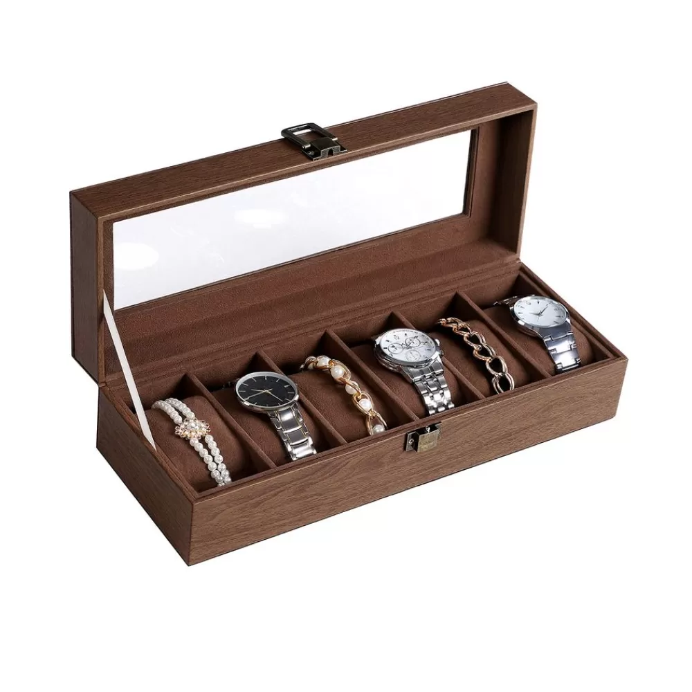 Best Sale SONGMICS Uhrenbox mit 6 Fächern Braun