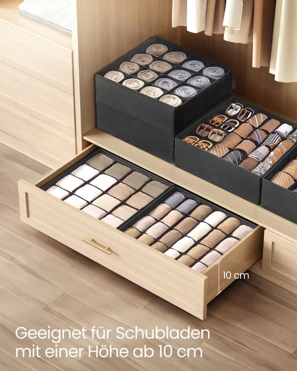 Hot SONGMICS Unterwäsche-Organizer 4er Set mit 80 Fächern tintenschwarz