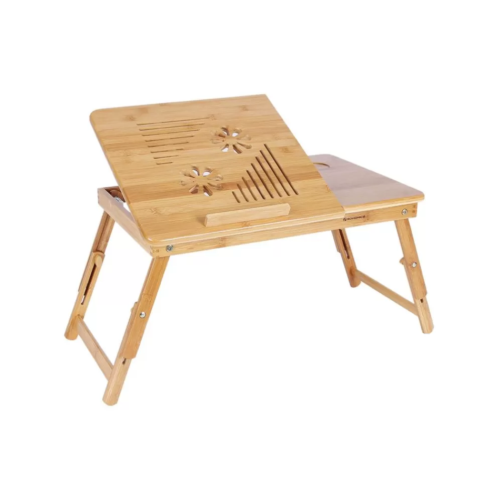 Best SONGMICS Verstellbarer Laptoptisch Bambus Holzfarbe
