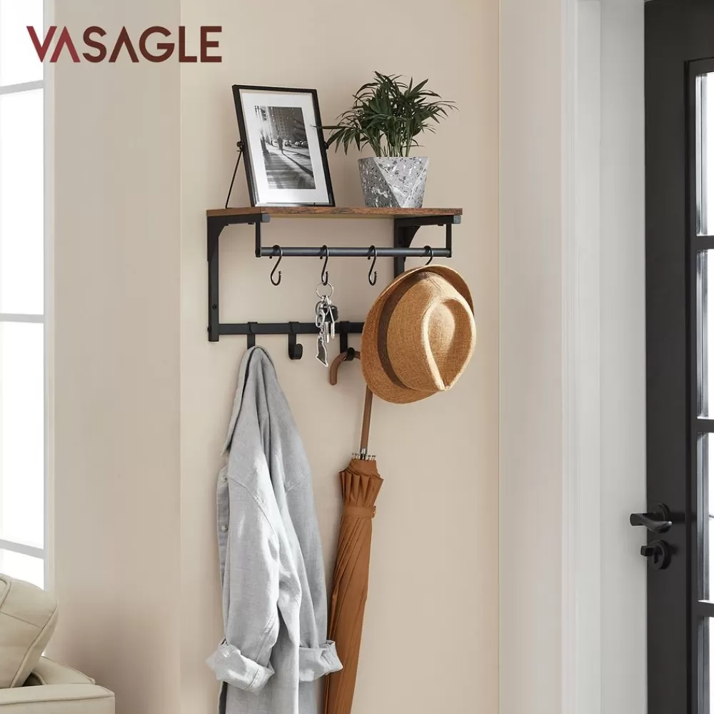 Flash Sale SONGMICS Wandgarderobe mit 8 Haken vintagebraun-schwarz