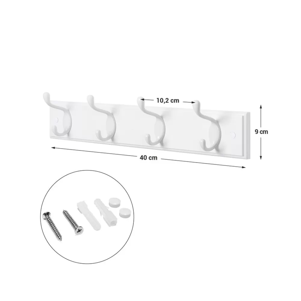 Online SONGMICS Wandgarderobe mit 4 Metallhaken Weiß