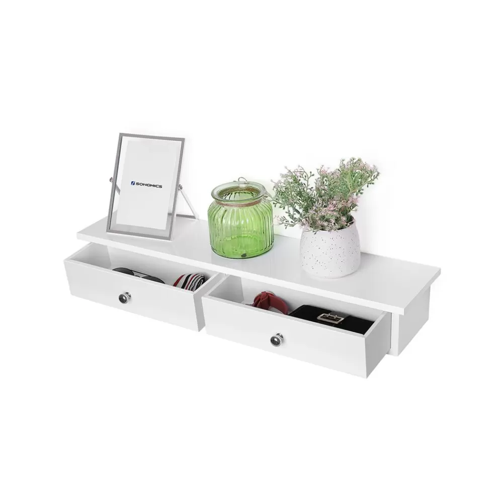 wandregal__schubladen_wei_2.webp Discount SONGMICS Wandregal 2 Schubladen Weiß