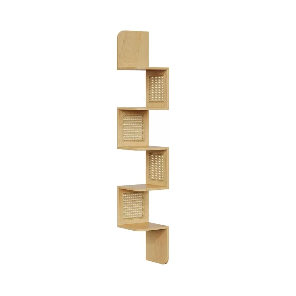 Shop SONGMICS Wandregal mit 5 Ebenen und PVC-Rattan-Seitenplatten