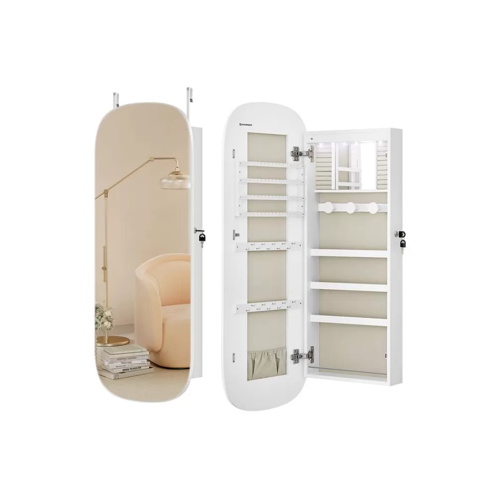 Fashion SONGMICS Wandschrank mit Spiegel Oberfläche in Weiß weiß-greige