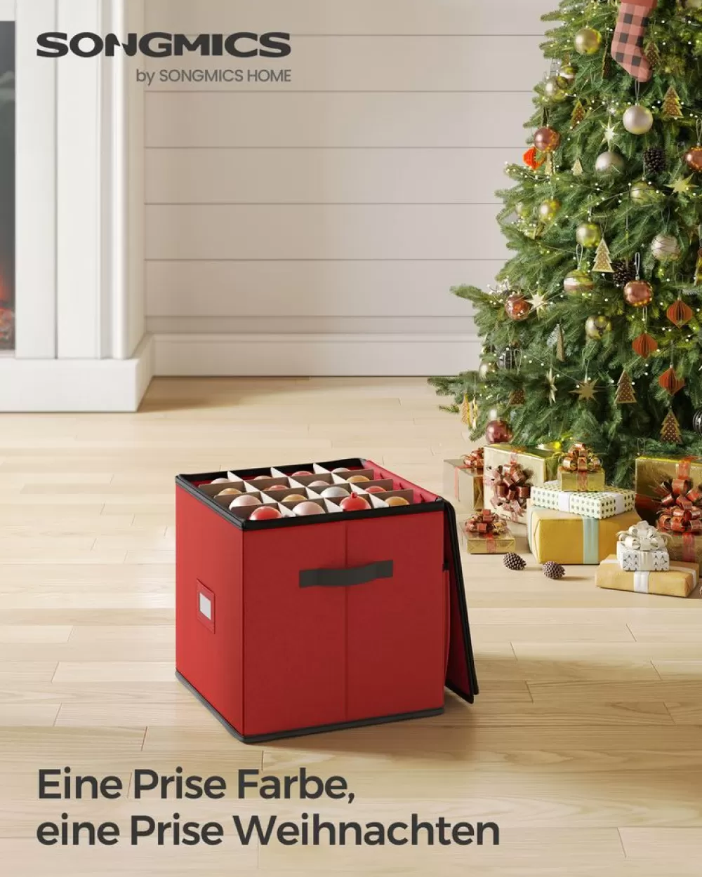 Fashion SONGMICS Weihnachtskugeln Aufbewahrung Kirschrot