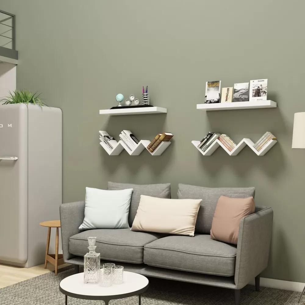 wellenfrmige_wandregale_er_set_wei_2.webp Store SONGMICS Wellenförmige Wandregale 2er Set Weiß