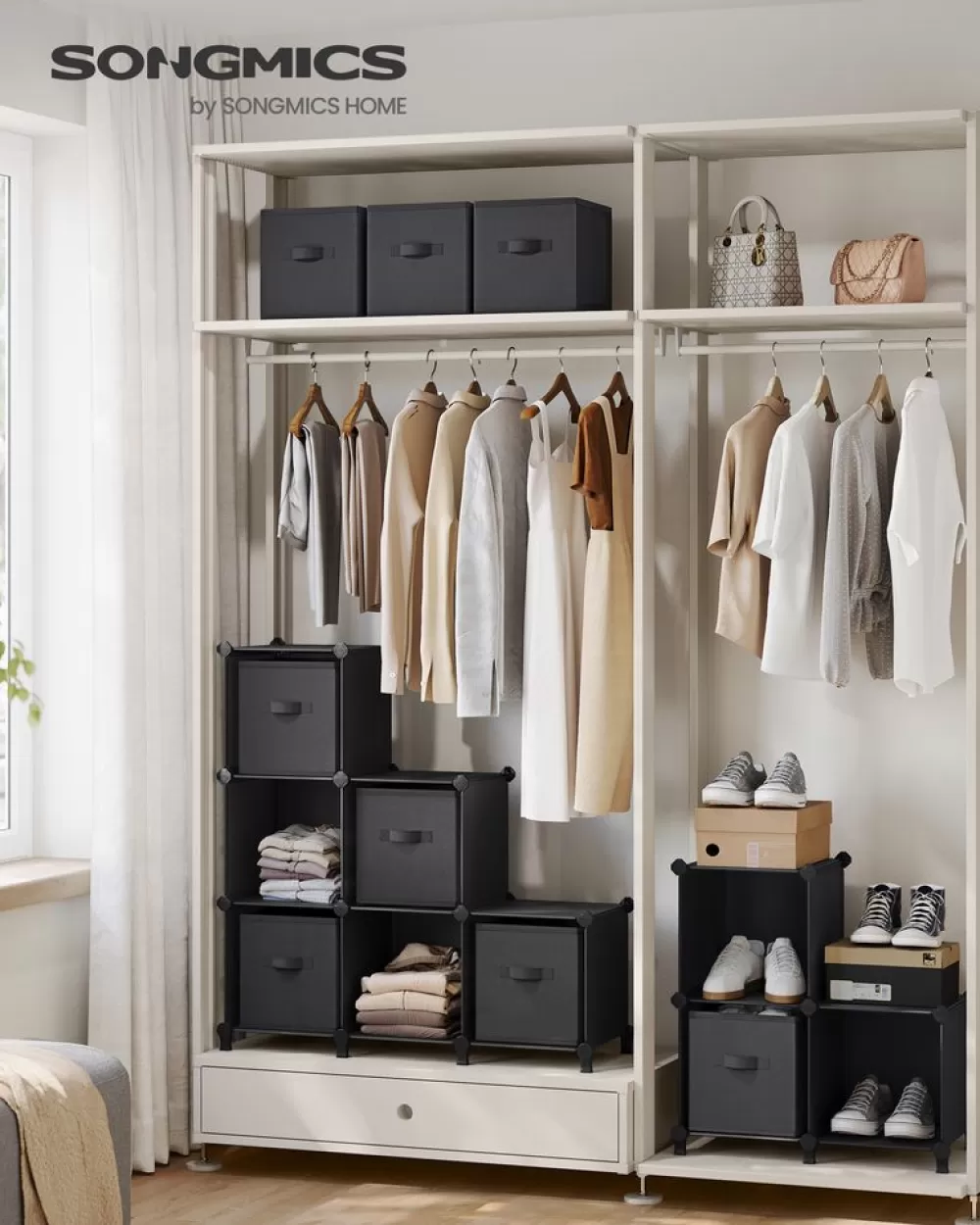 Cheap SONGMICS Würfelregal mit 6 Boxen erweiterbar und platzsparend