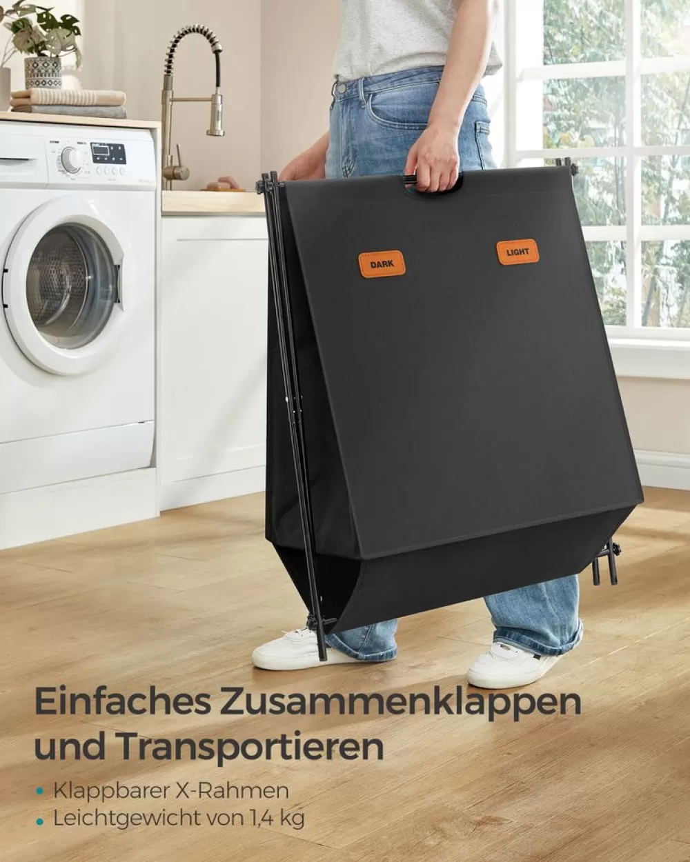 wschekorb__liter_mit__fchern_tintenschwarz_3.webp Best Sale SONGMICS Wäschekorb 115 Liter mit 2 Fächern tintenschwarz