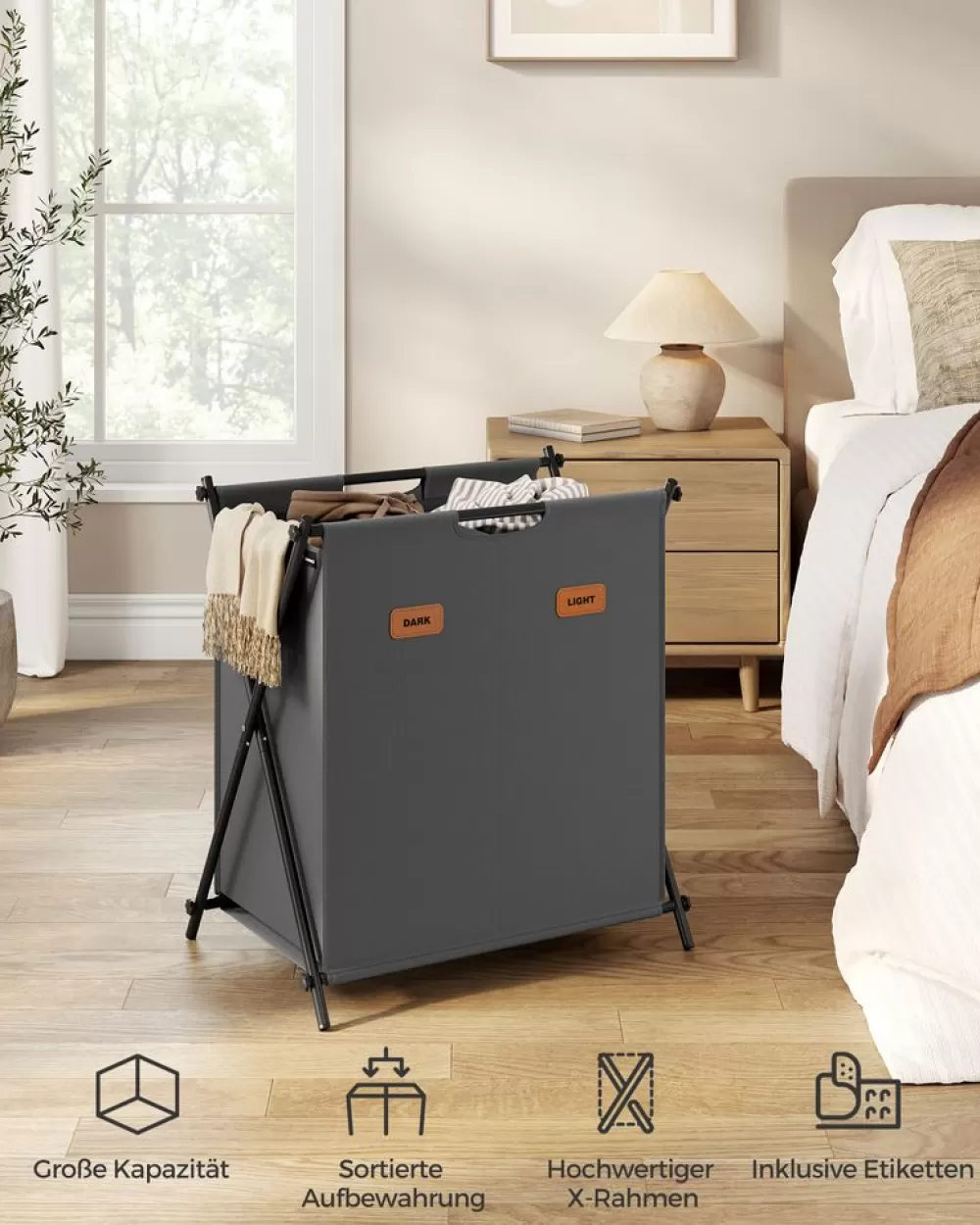 wschekorb__liter_mit__fchern_tintenschwarz_7.webp Best Sale SONGMICS Wäschekorb 115 Liter mit 2 Fächern tintenschwarz