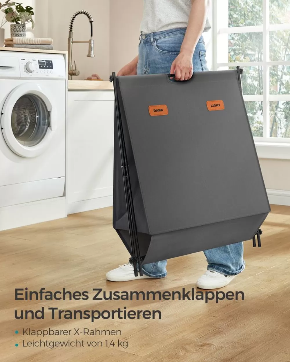 wschekorb__liter_mit__fchern_tintenschwarz_9.webp Best Sale SONGMICS Wäschekorb 115 Liter mit 2 Fächern tintenschwarz