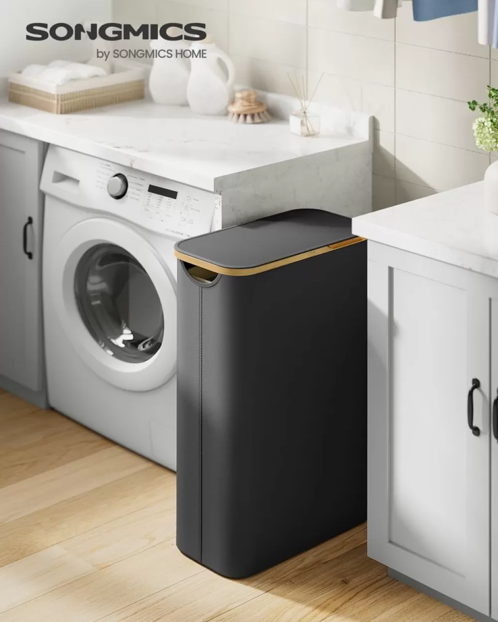 Flash Sale SONGMICS Wäschekorb 65 Liter mit Deckel tintenschwarz
