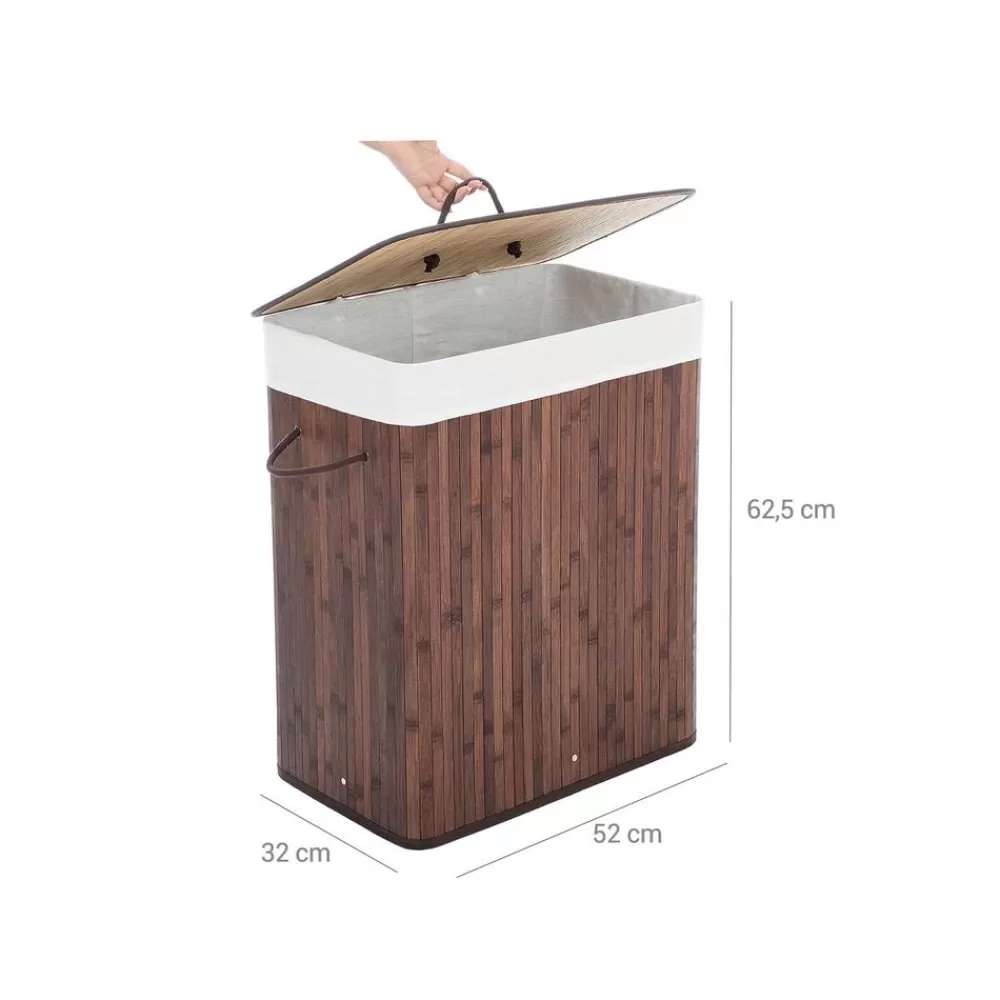 wschekorb_bambus__l_braun__fach_9.webp Fashion SONGMICS Wäschekorb Bambus 100 L Braun 1 Fach