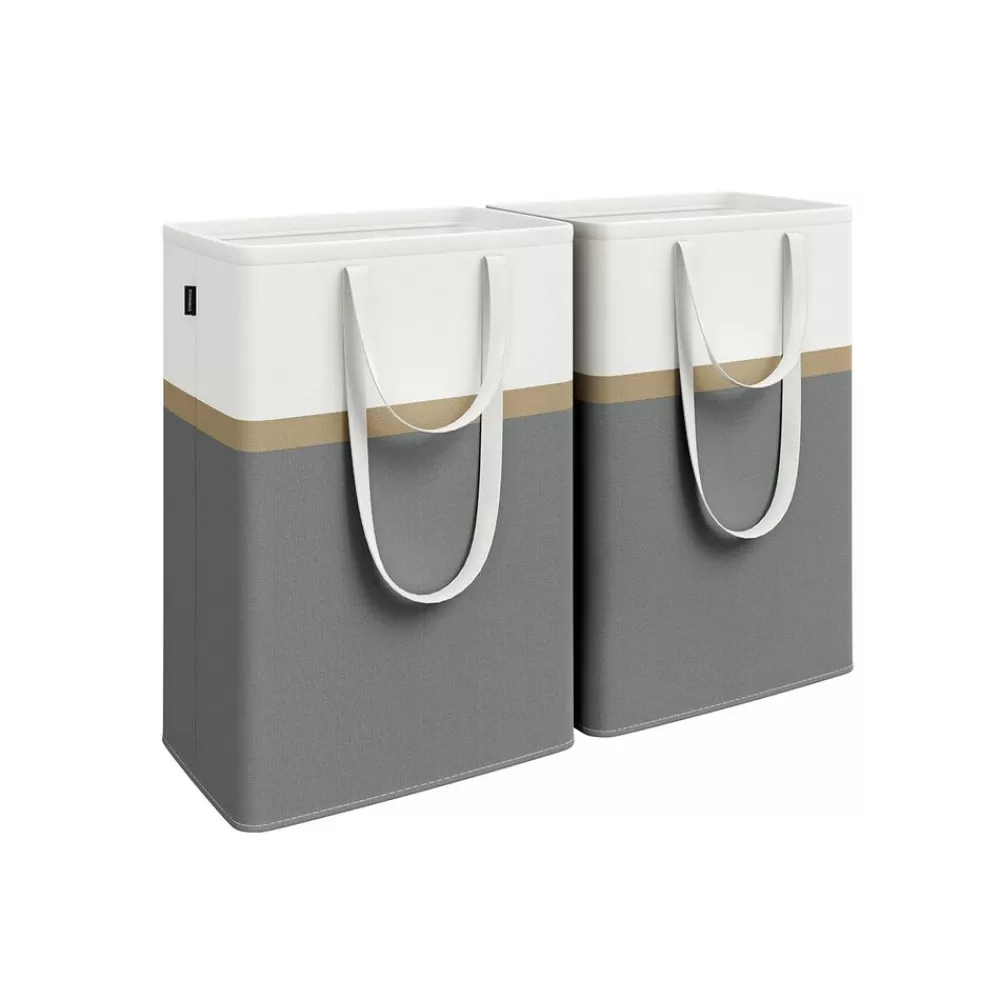 Sale SONGMICS Wäschekorb 2er Set 75 L mit Griffen schiefergrau