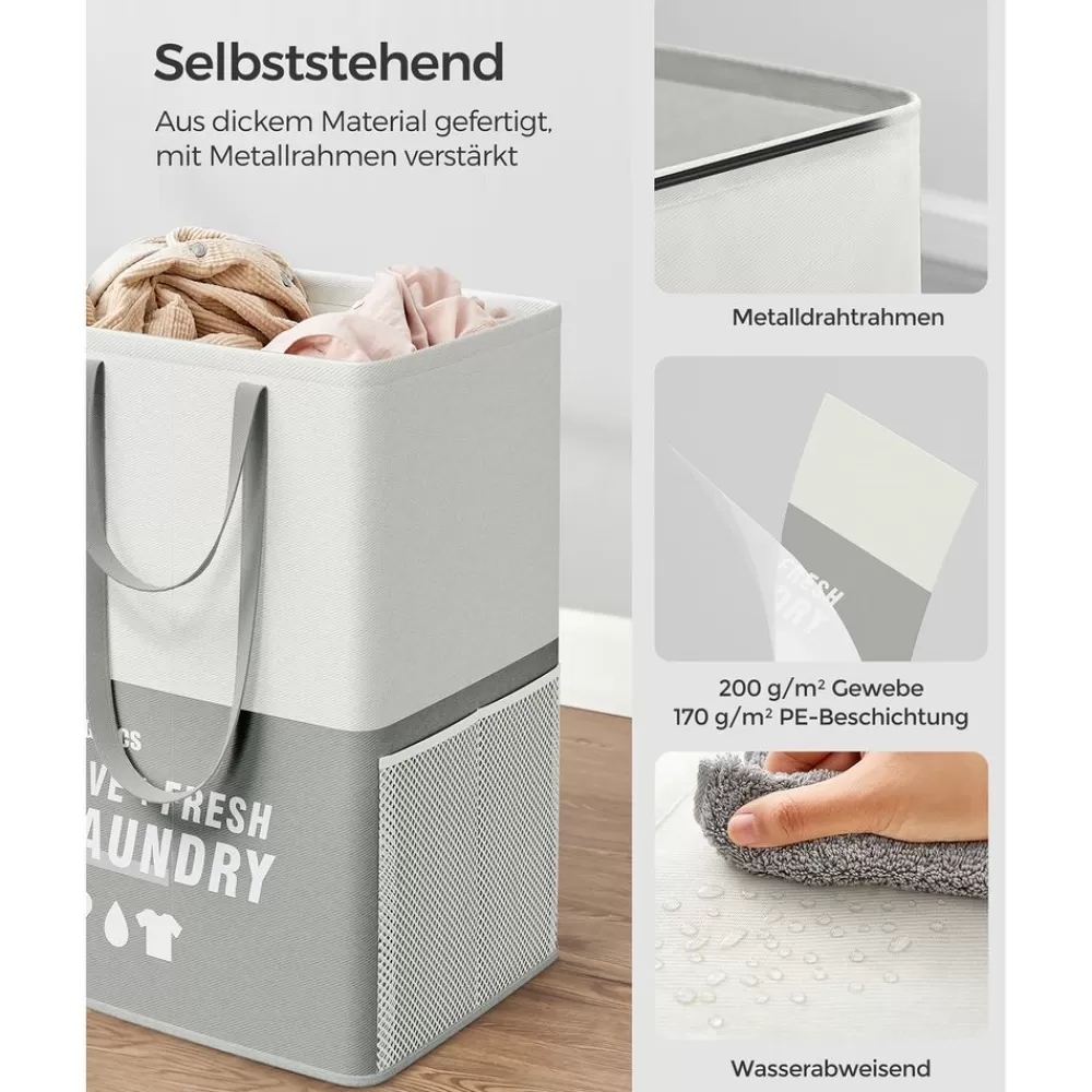 wschekorb_mit__fchern_hellgrau_4.webp Flash Sale SONGMICS Wäschekorb mit 2 Fächern hellgrau