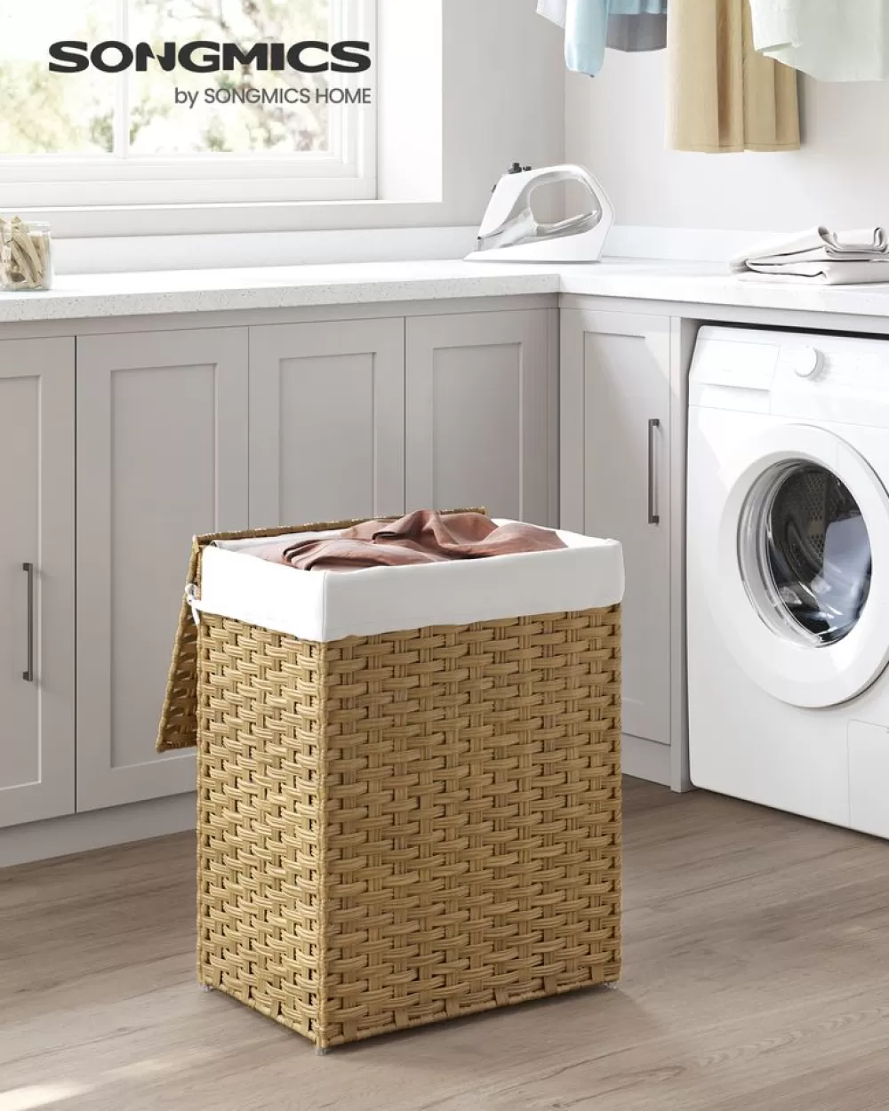 Online SONGMICS Wäschekorb Polyrattan 90 L Naturfarbe