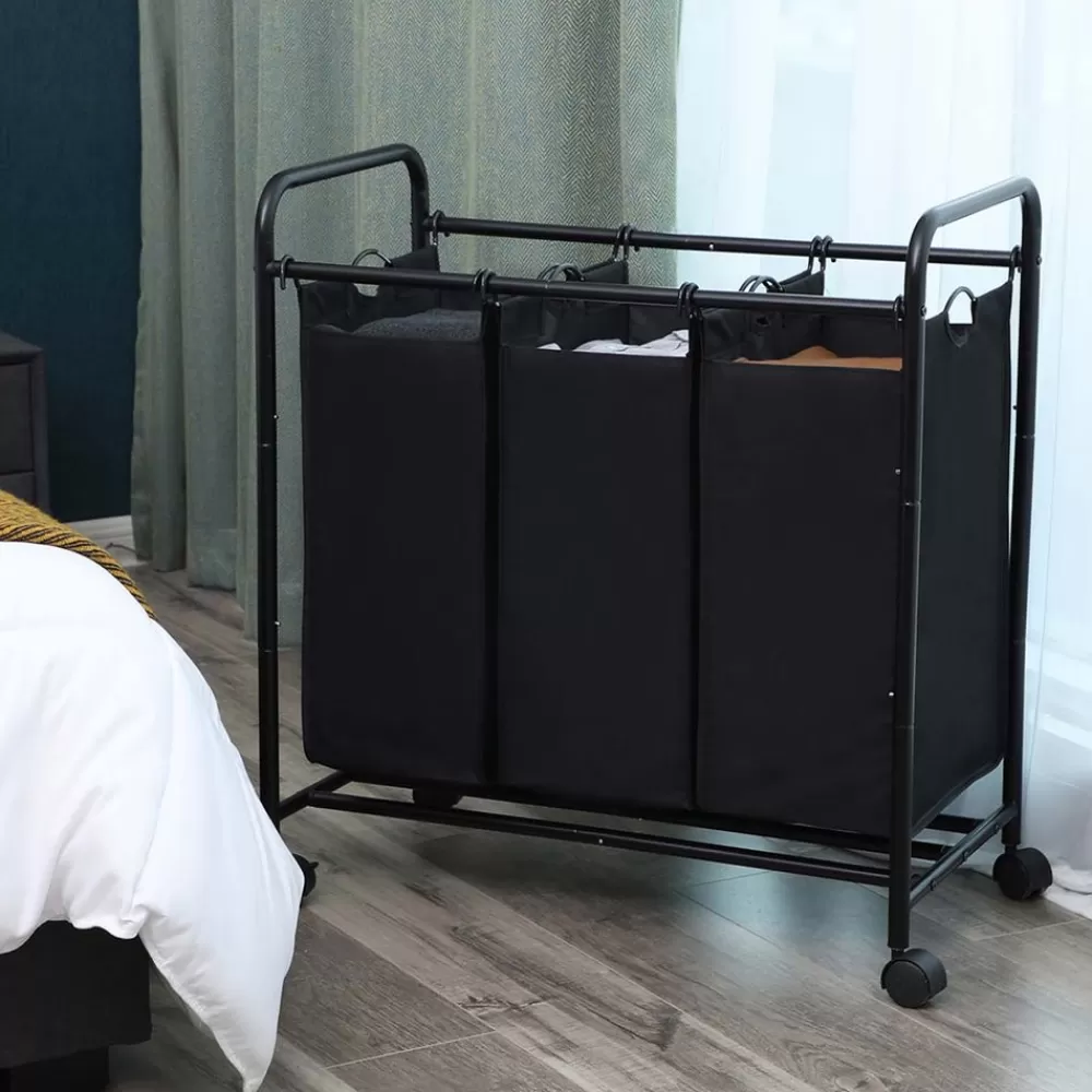 Hot SONGMICS Wäschesammler 3 x 44 L Schwarz