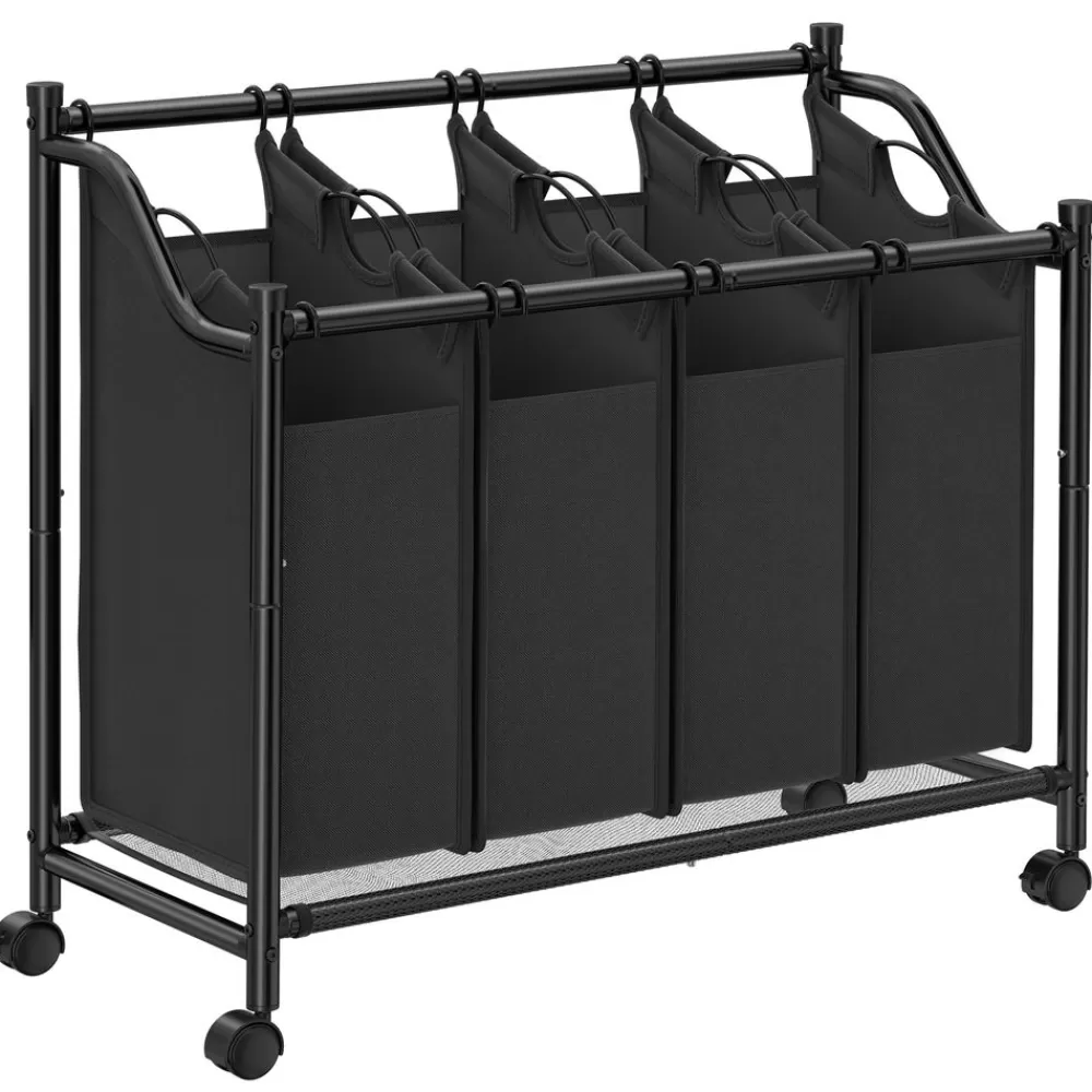 Clearance SONGMICS Wäschesortierer 4 Fächer Schwarz