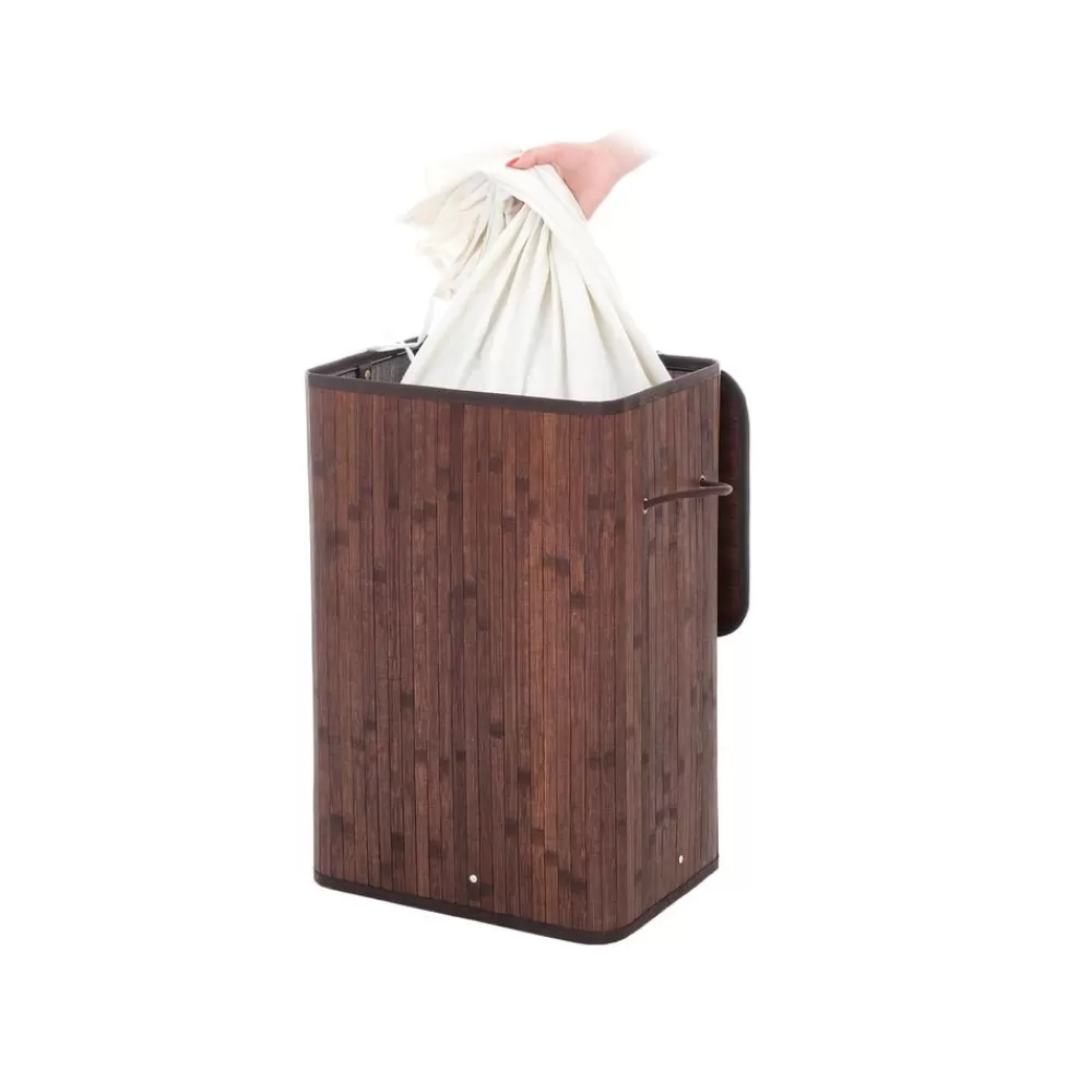 Clearance SONGMICS Wäschetonne Bambus 72 L Braun